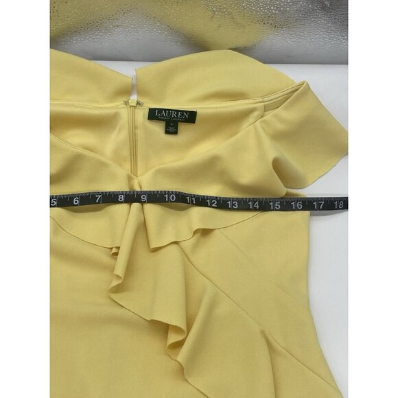 Lauren Ralph Lauren Womens Yellow Dress Sz 4 Off-The-Shoulder Evening Wedding - Picture 6 of 7
